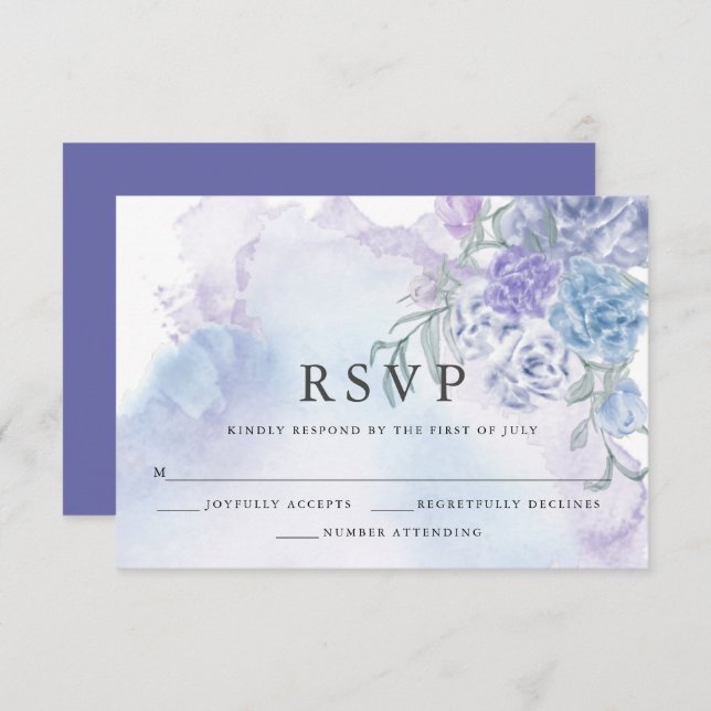  Rustic Floral Watercolor  RSVP Card (Front/Back)