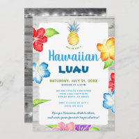 Rustic Floral Watercolor Tropical Hawaiian Luau