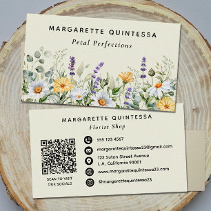 Rustic Floral Watercolor Wildflowers Florist Business Card