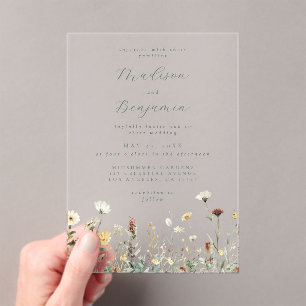 Rustic Floral Wedding Acrylic Invitations