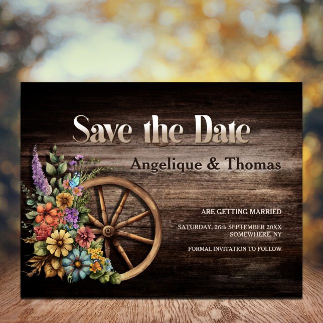 Rustic Floral Wedding Announcement Postcard (Creator Uploaded)