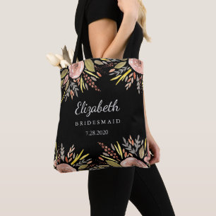 Rustic Floral Wedding Blush Roses Bridesmaids Tote Bag