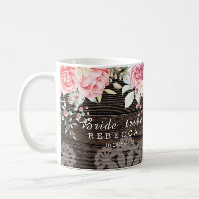 Rustic Floral Wedding Bride tribe Coffee Mug (Left)