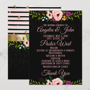 Rustic  Floral Wedding Ceremony Invitation