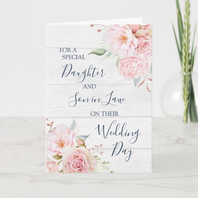 Rustic Floral Wedding Day Daughter Son in Law Thank You Card (Front)
