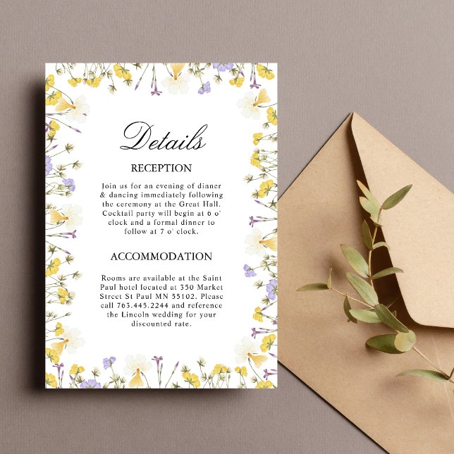 Rustic Floral Wedding Details Enclosure Card (Rustic floral enclosure card shares wedding details with warm, natural charm.)
