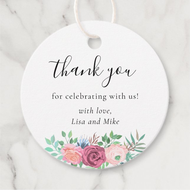 Rustic Floral Wedding Favour Tags (Front)