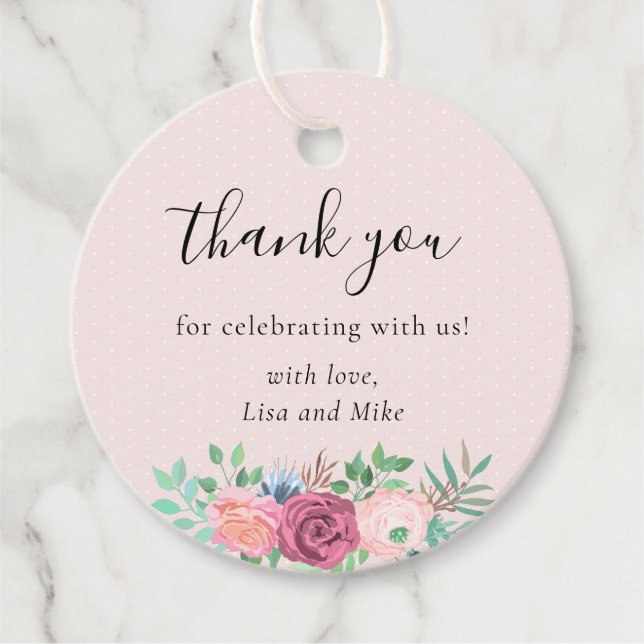Rustic Floral Wedding Favour Tags (Front)