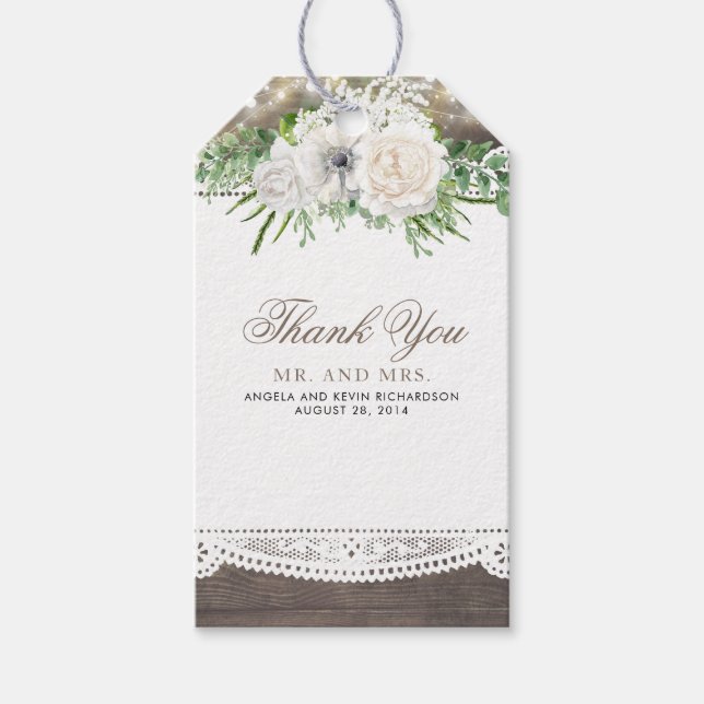 Rustic Floral Wedding Gift Tags (Front)