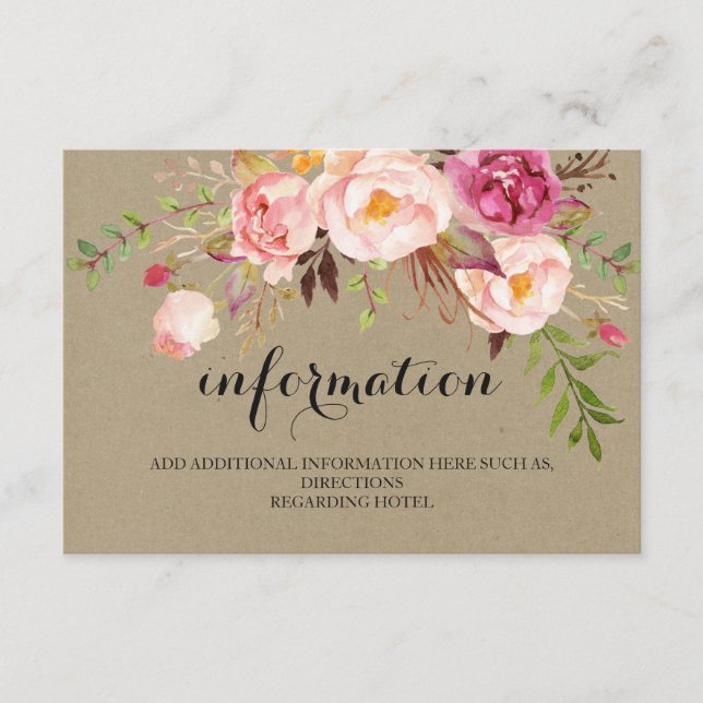 Rustic Floral Wedding Information/Details2-Side-2 Enclosure Card (Front)