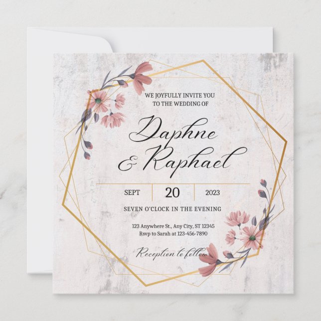 Rustic Floral Wedding Invitation (Front)