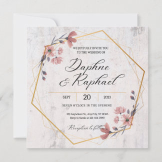 Rustic Floral Wedding Invitation