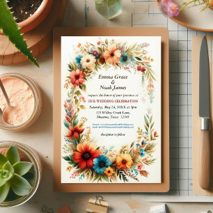 Rustic Floral Wedding Invitation