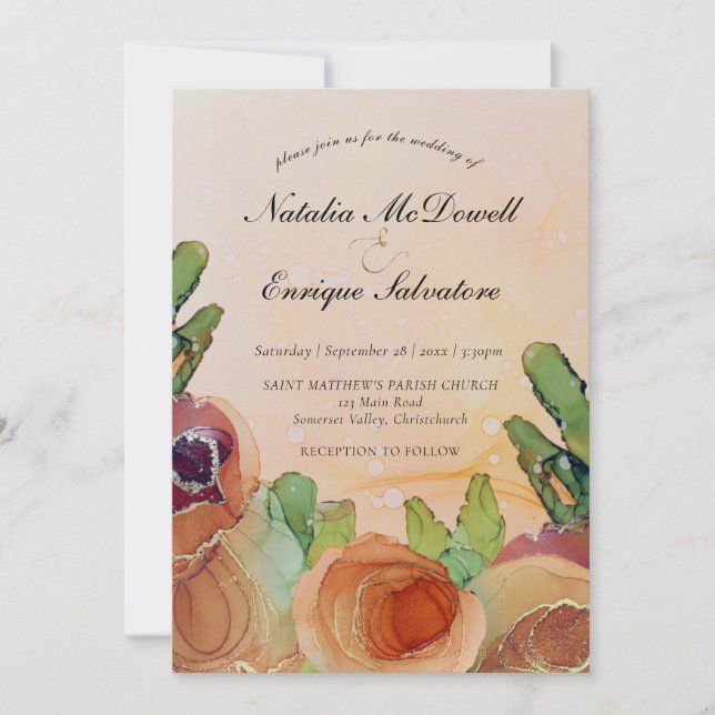 Rustic Floral Wedding  Invitation (Front)