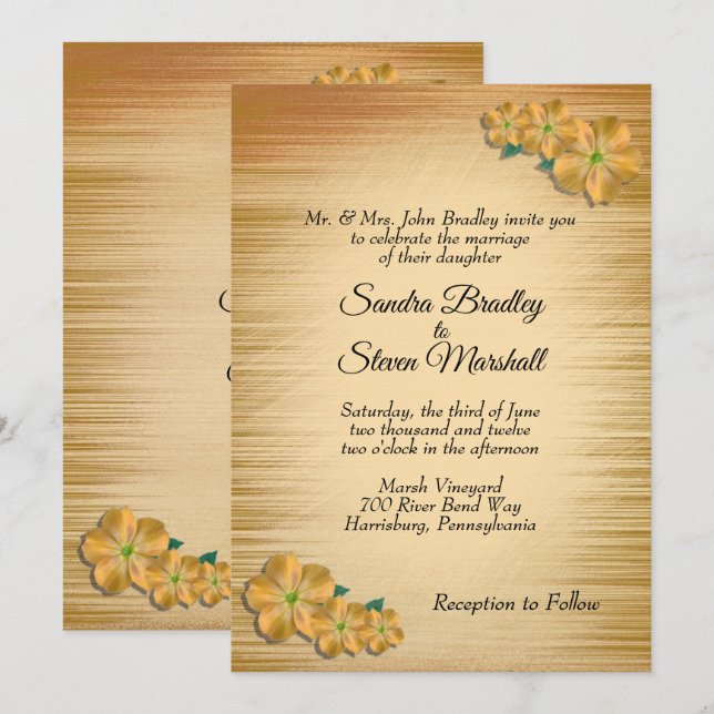 Rustic Floral Wedding Invitation (Front/Back)
