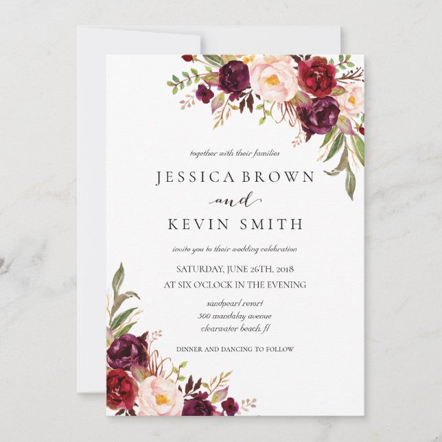 Rustic Floral Wedding Invitation-03 Invitation (Front)