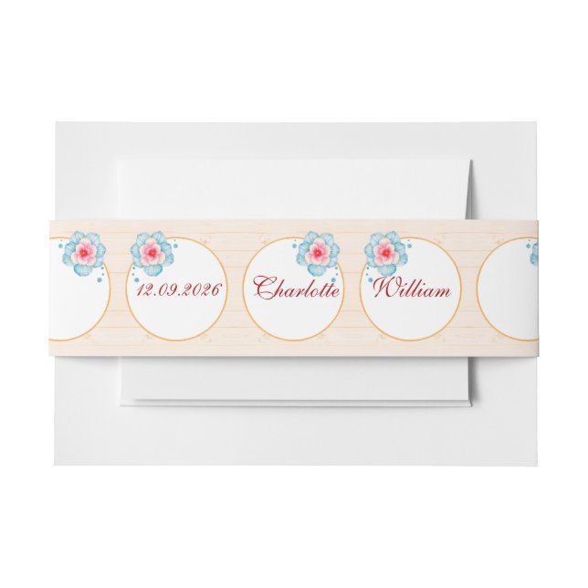 Rustic Floral Wedding Invitation Belly Band (Front Example)