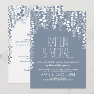 Rustic Floral Wedding Invitation (Dusty Blue)