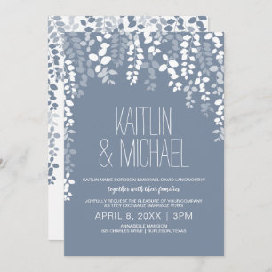 Rustic Floral Wedding Invitation (Dusty Blue)