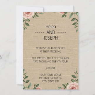 Rustic Floral Wedding Invitation Suite Dusty Rose