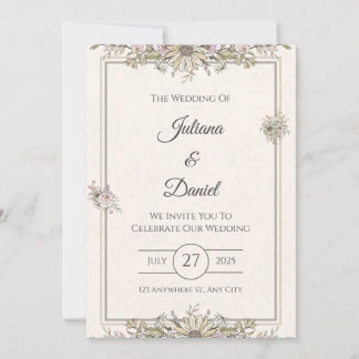 Rustic Floral Wedding Invitation Template