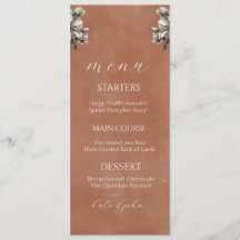 Rustic Floral Wedding Menu Card - Autumn Terracott