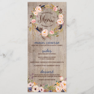 Rustic Floral Wedding Menu Cards