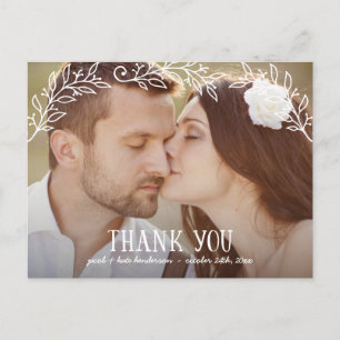 Rustic Floral Wedding Photo Thank You Postcard