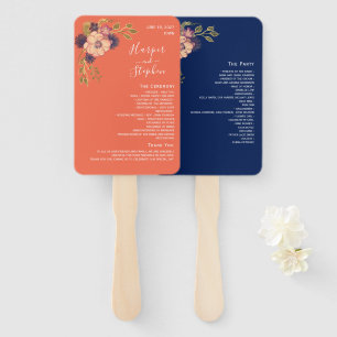 Rustic Floral Wedding Program Hand Fan