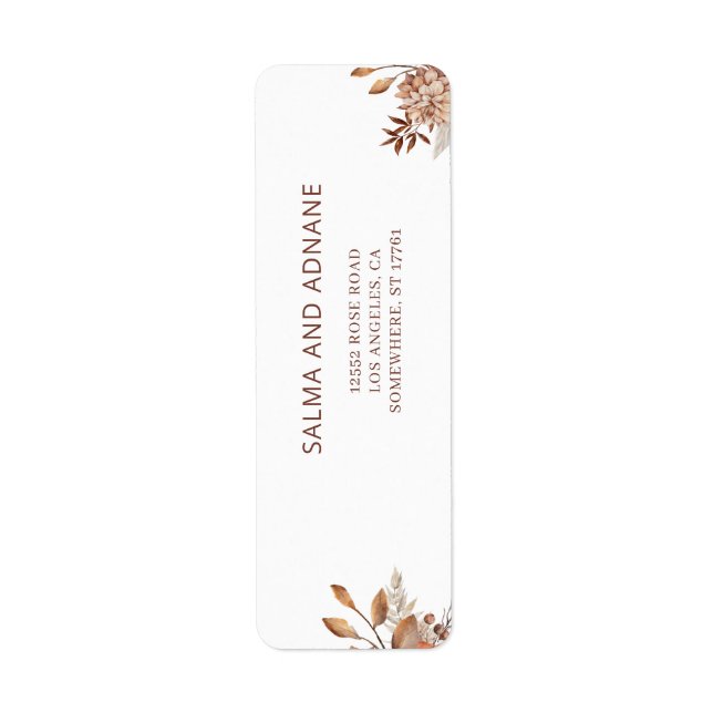 Rustic Floral Wedding Return Address Label  (Front)