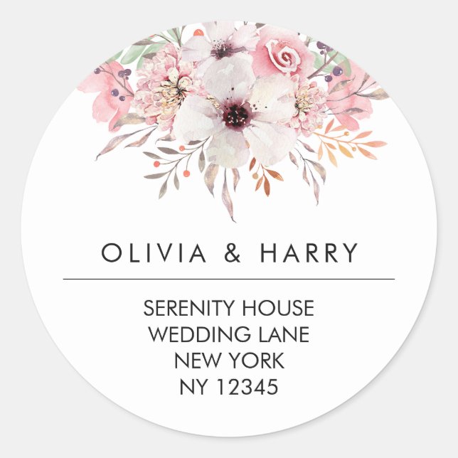 Rustic Floral Wedding Return Address Stickers (Front)