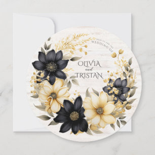 Rustic Floral Wedding Round Wedding Invitation