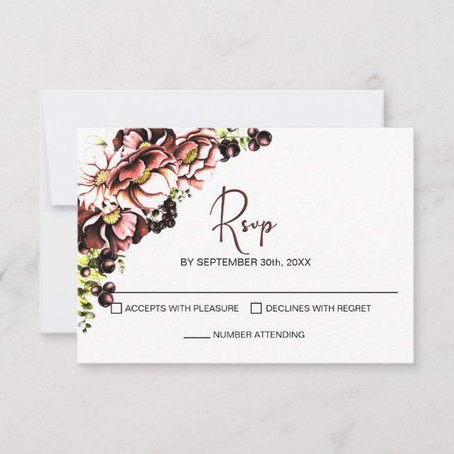 Rustic Floral Wedding RSVP Card (Front)