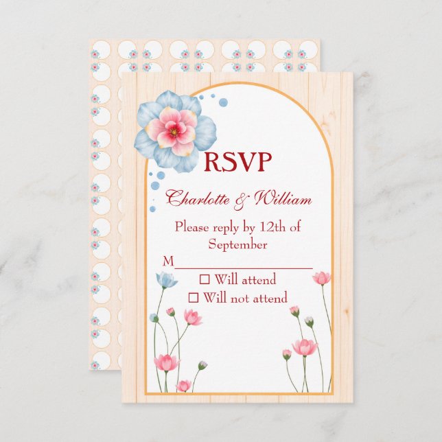Rustic Floral Wedding RSVP Card (Front/Back)