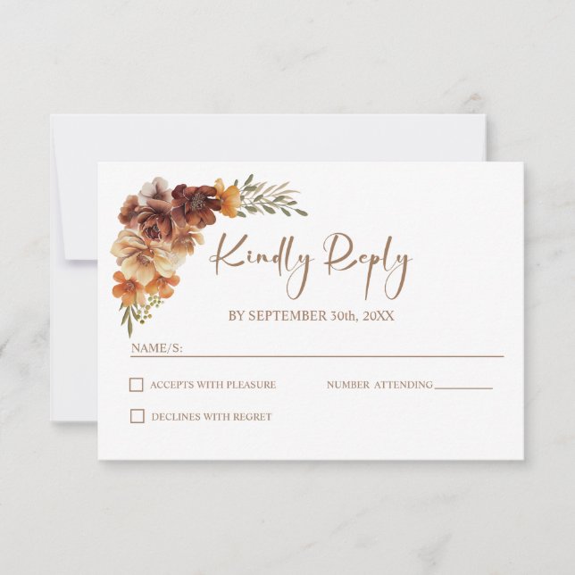 Rustic Floral Wedding RSVP Card (Front)