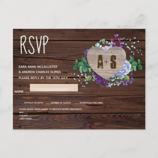 Rustic Floral Wedding RSVP Card Sv (Front)