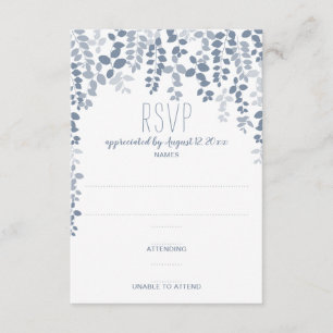 Rustic Floral Wedding RSVP / Reply (Dusty Blue) Card