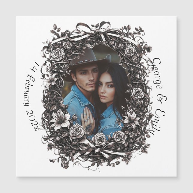 Rustic Floral Wedding, sepia. (Front)