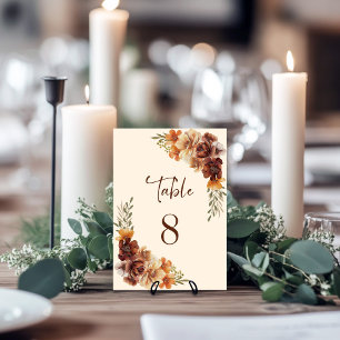 Rustic Floral Wedding Table Number