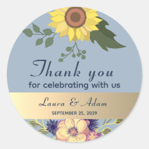 Rustic Floral Wedding Thank You Classic Round Sticker