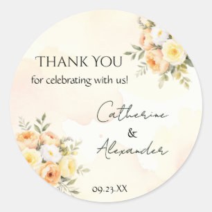 Rustic Floral Wedding Thank You Favour Sticker