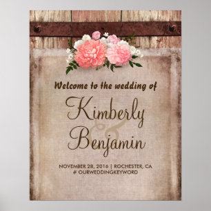 Rustic Floral Wedding Welcome Sign