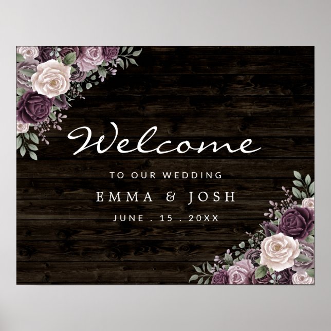 Rustic Floral Wedding Welcome Sign (Front)