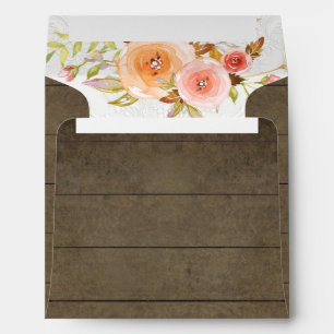 Rustic Floral Wedding Wood Blush Roses Foliage Envelope