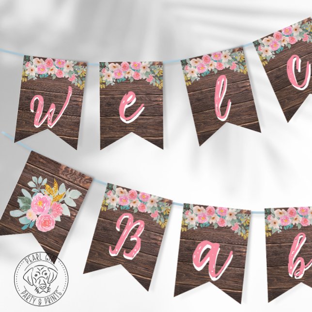 Rustic Floral Welcome Baby Bunting Banner (Creator Uploaded)