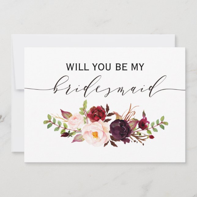 Rustic Floral Will you be my bridesmaid | 2side-2 Invitation (Front)