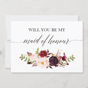 Rustic Floral Will you be my maid of honour-2 Invitation