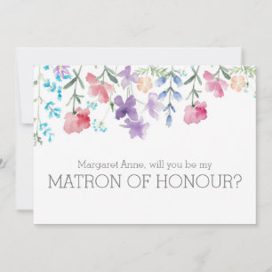 Rustic Floral Will You Be My Matron of Honour Invitation