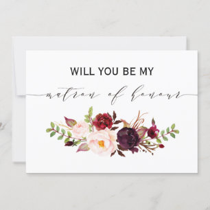 Rustic Floral Will you be my matron of honour Invitation