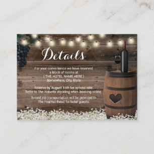 Rustic Floral Wine Barrel Hotel Accommodations Enclosure Card